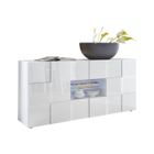 BRAND Buffet MILANO - Décor blanc laqué brillant - 2 portes 2 tiroirs - L181 x P43 x H84 cm
