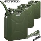 MONZANA 3x Jerrican essence en métal 20L avec bec verseur homologation ONU transport liquides diesel huile voiture moto bidon récipient