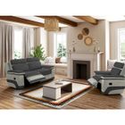 VENTE-UNIQUE Canapé 3 places et un fauteuil relax en microfibre anthracite et bandes gris clair TALCA