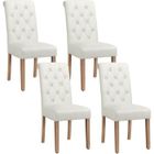 Lot de 4 Chaises de Salle à Manger Haut Dossier Assise Rembourrées-Pieds en Bois Chêne confortable-Beige YAHEETECH