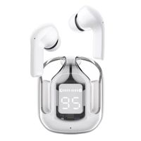 AMORUS Écouteurs intra-auriculaires sans fil Bluetooth 5.2 avec étui de chargement translucide - Gris moderne