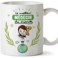 médecin. Tasses Originales de café et Petit-déjeuner   - Meilleur médecin du Monde - Céramique 350 ML 1