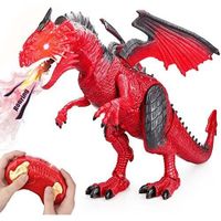 Dinosaure Telecommandé Enfant Jouet avec Marche Rugissement Pulvérisation Fonction Figurine Animaux Dragon