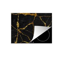 Protège-Plaque - MuchoWow - 60x52 cm - Marbre Or Aspect marbre Paillettes - Noir