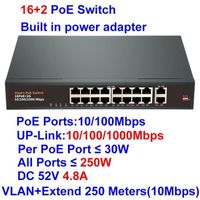 Câble d'alimentation,Commutateur Ethernet POE sans fil pour caméra IP NVR,kit de système de caméras de - 16 Ports[F7]