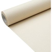 Tissu en cuir synthétique beige texture litchi 30 x 135 cm 1,13 mm d'épaisseur pour travaux manuels, couture, canapé, sac à main,