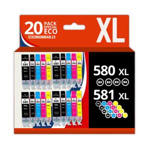 Pacco Risparmio 10 Cartucce Compatibili XXL PGI-580 E CLI-581 Per Canon Pixma TS9550a, TR7550, Ecc.