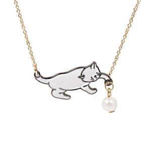 - Chat /& Chouette - Pendentif cabochon 60 Neuf ! chaîne incluse