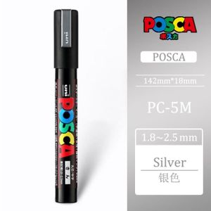MARQUEUR Argent - Marqueurs de peinture Uni Posca, stylos à pointe moyenne, 1.8mm 2.5mm, 17 couleurs pour l'école et l