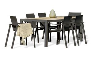 Ensemble table et chaise de jardin Table de jardin VENISE-TB200 et 6 fauteuils ALU-MIAMI-FT empilables
