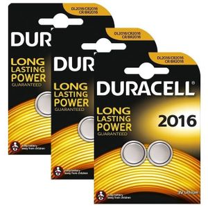PILES 6 x Duracell CR2016 3V Lithium pile bouton batteri