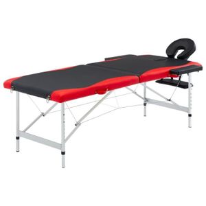 TABLE DE MASSAGE - TABLE DE SOIN LIU-7423054603950-Table de massage pliable 2 zones Aluminium Noir et rouge