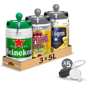BIERE Pack de 3 fûts 5L - Heineken, Desperados Original,