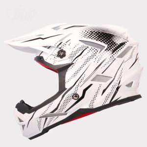 CASQUE MOTO SCOOTER Casque Moto Unisexe de Marque luxe Casque intégral portable de casque de descente de montagne tout-terrain THH pour,Noir blanc