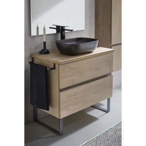 MEUBLE VASQUE - PLAN Meuble de salle de bain avec 2 tiroirs couleur chê