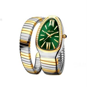 MONTRE SHARPHY Montre femme le nouveau conception spéciale serpent diamant bracelet en acier style hip-hop vert cadeau
