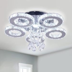 LUSTRE ET SUSPENSION Finktonglan cristal LED plafond encastré 5 anneaux lustre en acier inoxydable salon salle à manger chambre à coucher lustre mode107