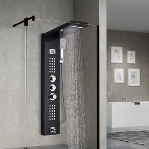 Colonne de douche hydromassante KOURBEA - noire - 20*132cm