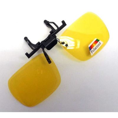 Clip Lunettes De Conduite Nuit Verres Jaunes Polarisés - Anti-Éblouissement, Pivote à 180°