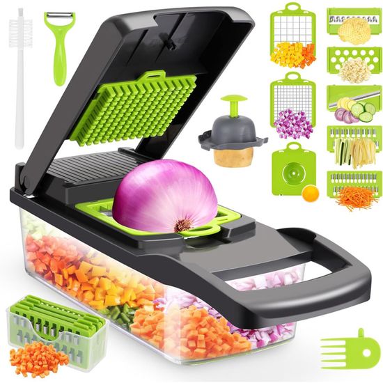 16 En 1 Mandoline Cuisine Kit, Coupe Decoupe Legumes Multifonctions Legumes Manuel A 7 Lames Remplacables Vegetable Chopper Coupe Legume Cube Pour Couper Raper Les Trancher Legumes 86853023