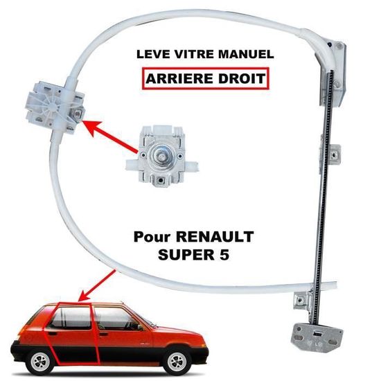 Leve-vitre Manuel Arrière Droit Pour Renault 19 Phase 2 5 Portes - Réf. 7700785628