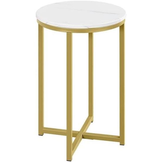 Table D'appoint Yaheetech - Ronde Imitation Marbre 40cm | Pour Salon Et Chambre