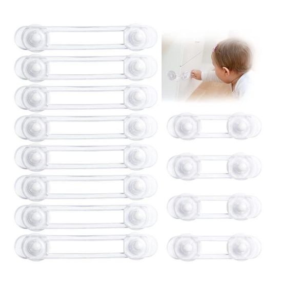 Bloc Porte Sécurité Bébé 10 Pièces | Sécurité Tiroirs, Frigo, Placards | Protection Enfant Et Animaux | Facile à Installer