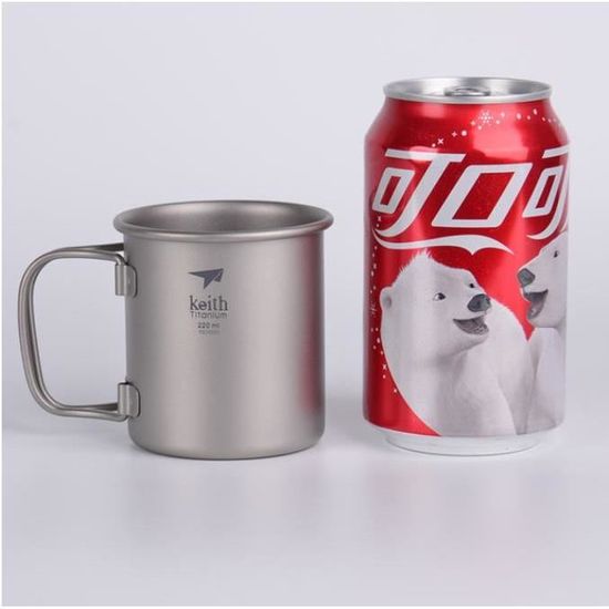 Bols de camping en titane de 300 ml avec vaisselle à poignée pliante