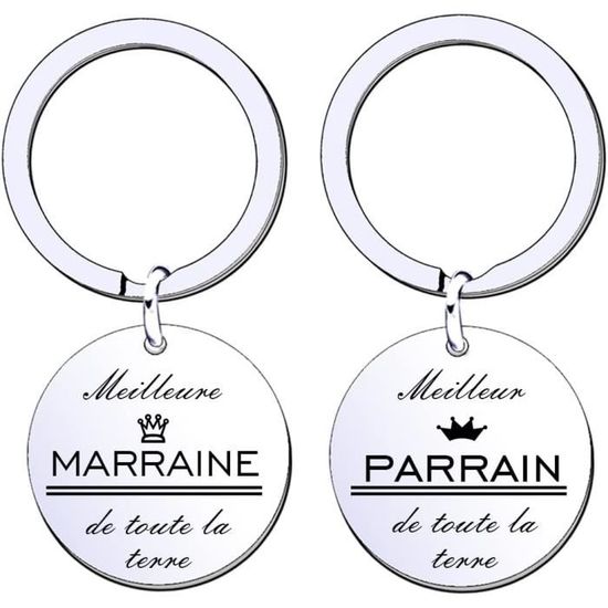 Porte-clés Personnalisé Marraine - Cadeau Baptême, Communion, Naissance Ou Noël