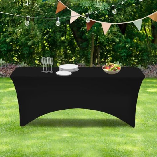 Housse noire pour table pliante 180CM - IDMARKET - Extensible - Meuble de jardin