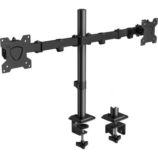 Support Moniteur 4 Écrans Réglable VESA – Inclinaison 90°, Pivot 360°, Organisateur Câbles, Acier Noir Robuste