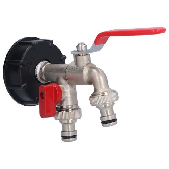 Robinet De Cuve IBC 1000L En Laiton - Kit Adaptateur 3/4'' Avec Raccord S60x6 Pour Récupération Eau De Pluie