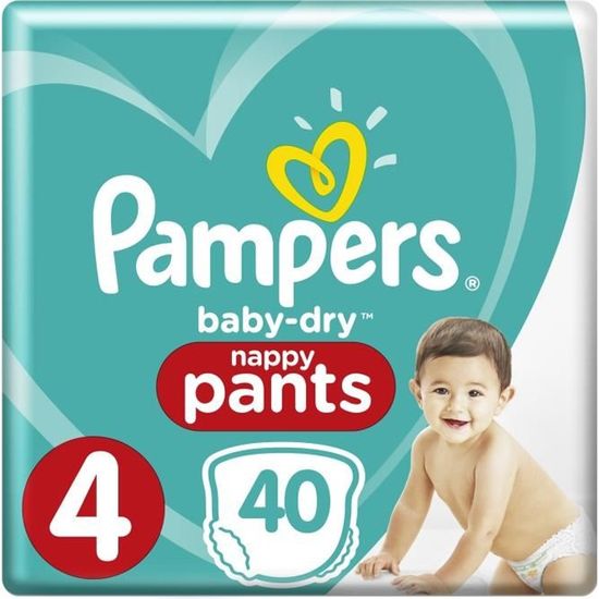 PAMPERS Baby Dry Pants Taille 4 - 8 à 15kg - 40 couches - Format pack Géant