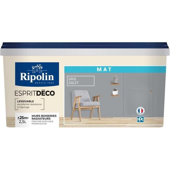 Ripolin Esprit Deco Gris Galet Mat 2 5l Achat Vente Peinture