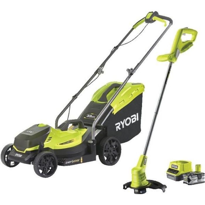 Pack ONE+ tondeuse + coupe-bordures 18V sans fil RYOBI RLM1833BLT1825M : tondeuse RLM18X33B40 et cou