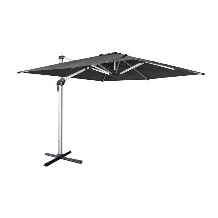 Parasol déporté haut de gamme carré 3x3m – PYLA Gris anthracite – Toile européenne Agora, structure en aluminium anodisé, rotatif,