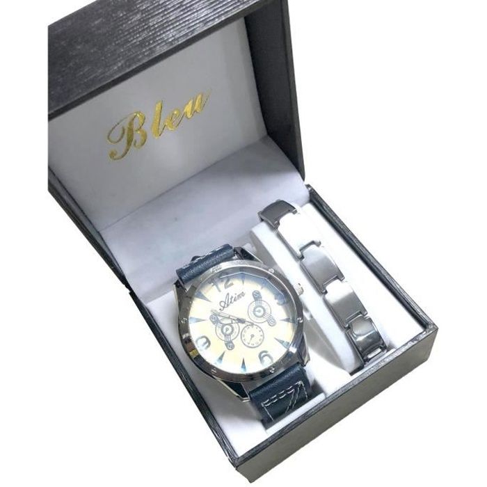 COFFRET MONTRE HOMME GROS CADRAN ONLY THE BRAVE GOURMETTE ACIER