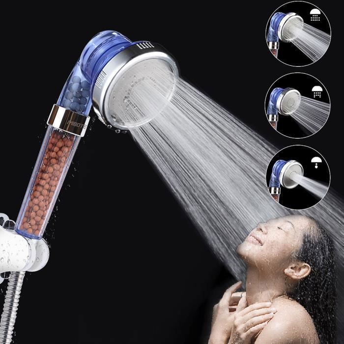 Pommeau De Douche Douchette Filtre Haute Pression d'Economie d'Eau (Bleu)