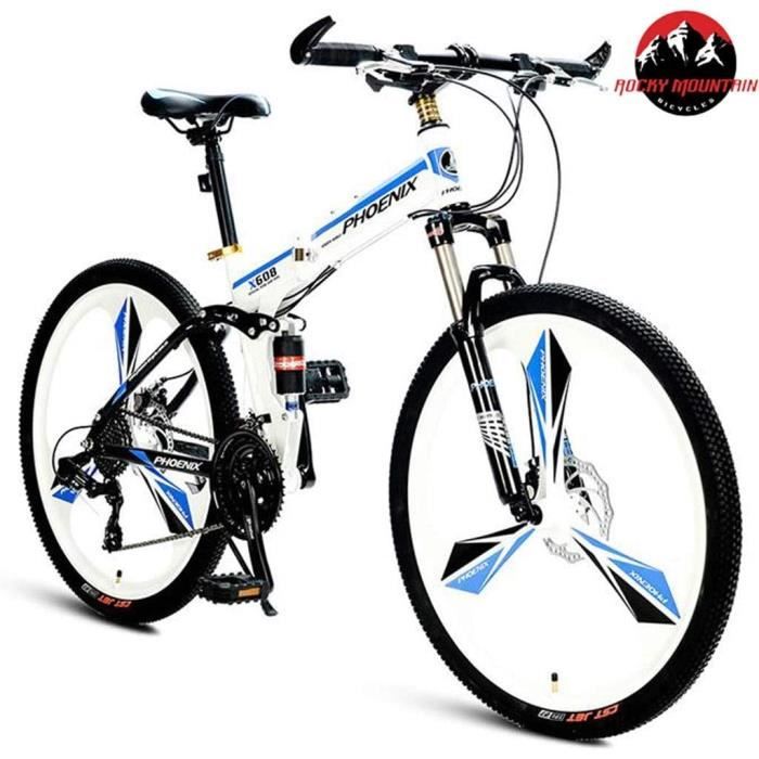 Kays Vtt Vélo Montagne 26 Pouces Pliable Vélos 24 Vitesses Lightweight Carbon Cadre Acier Frein À Disque Pleine Sus
