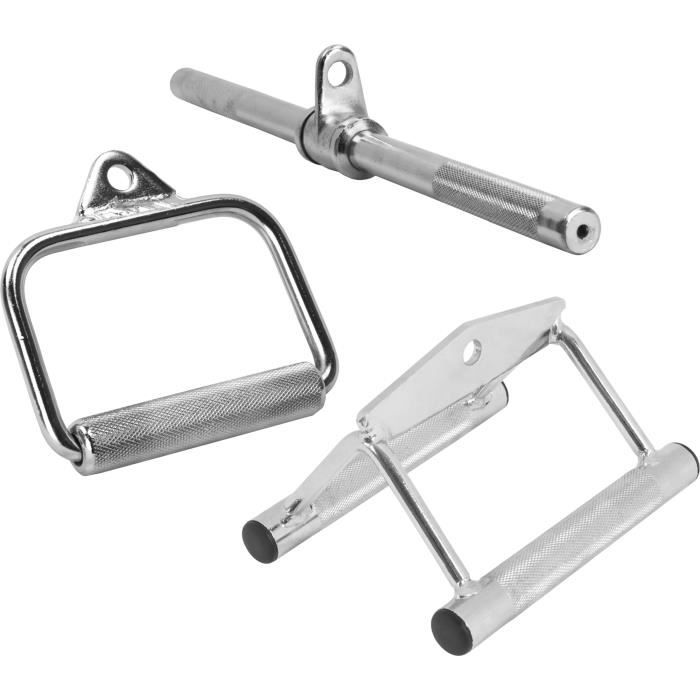 Lot de 3 poignées de tirage : Barre pour triceps et biceps - Triangle de traction - poignée de traction courte (Y-22+Y28+Y-30)