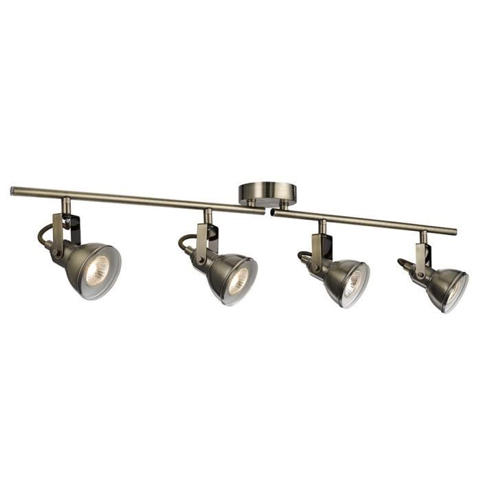 SEARCHLIGHT 1544AB - INDUSTRIEL 4 LUMIÈRE ANTIQUE BRASS SPLIT-BAR SPOTLIGHT