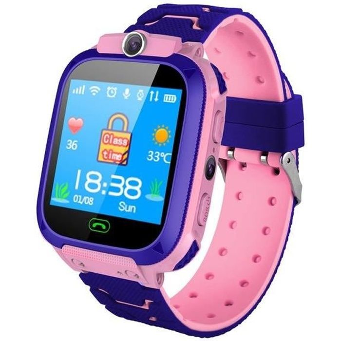 Q12B Montre intelligente pour téléphone Montre pour Android Ios Life Étanche LBS Positionnement 2G Carte Sim Dail Call Rose