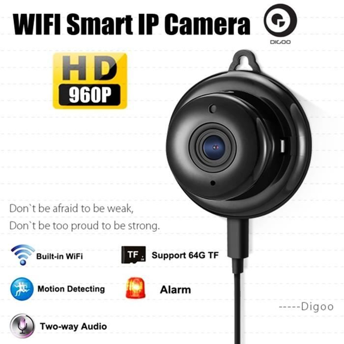 Digoo Caméra IP 960P WIFI Réseau Sécurité Surveillance Vidéo Nocturne Sans Fil IR-Cut Noir