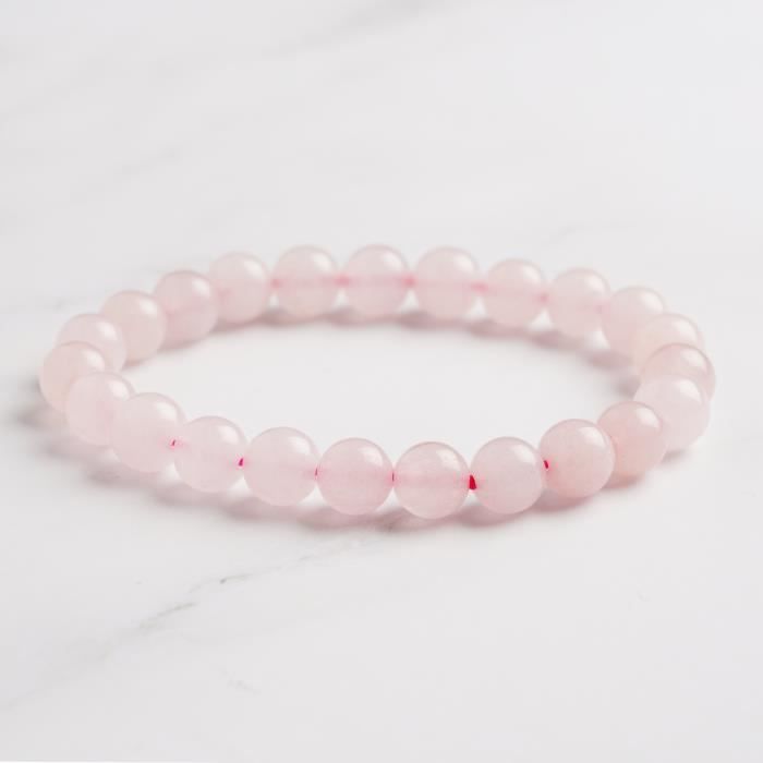 Bracelet Pierre Naturelle Quartz Rose 8mm , Bracelet perle , Pierre Précieuse pour homme et femme