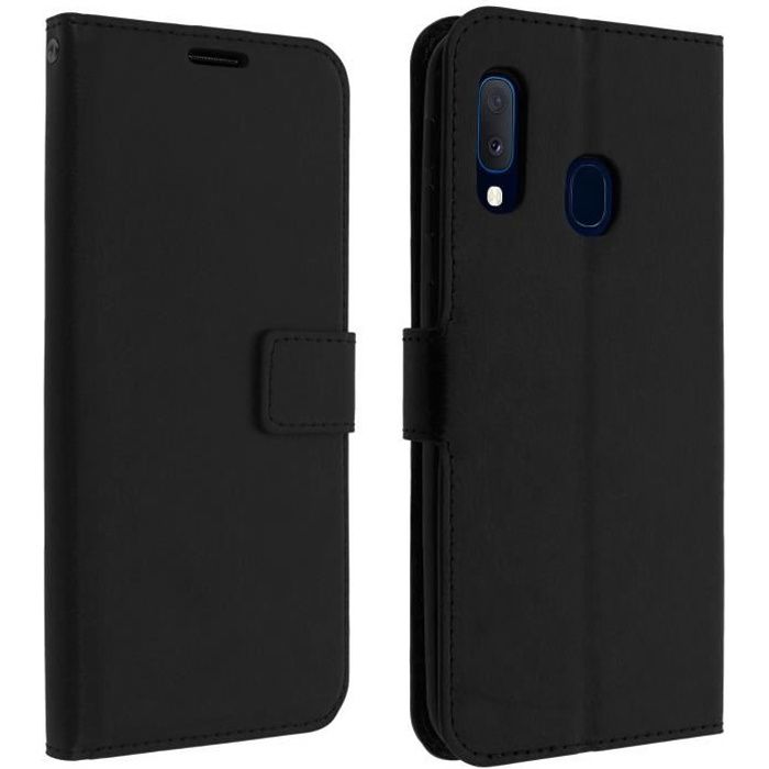 Housse Samsung Galaxy A20e Étui Porte carte Support Vidéo Vintage noir Noir