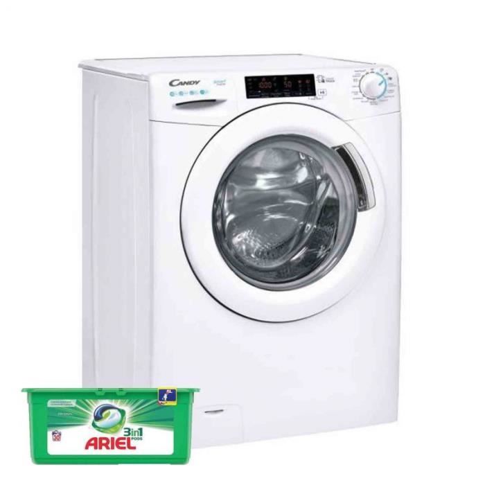 CANDY Lave-linge frontal 10kg 1400trs/min 15 programmes Machine à laver hublot 54 Blanc