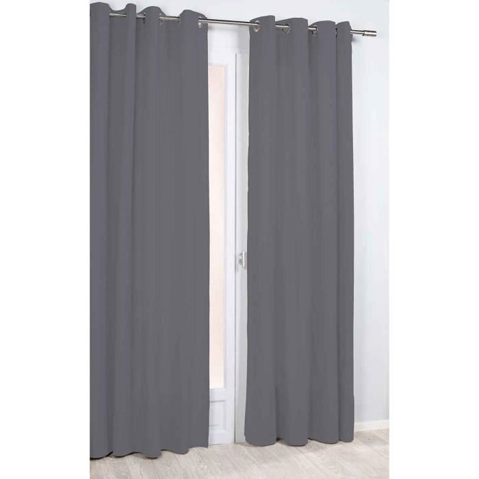 Rideau Phonique et Thermique Uni Gris Foncé 140 x 260 cm
