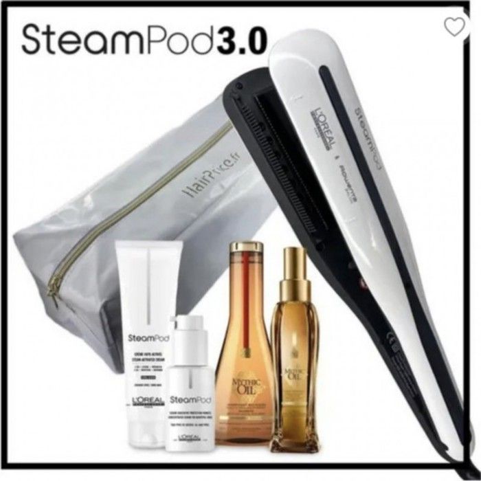 L'Oréal Pro Steampod 3.0 Lisseur + Crème Epais 150 ml + Sérum 50 ml + Huile Mythic Oil 100ml + Shampoing Mythic Oil 250ml + Trousse