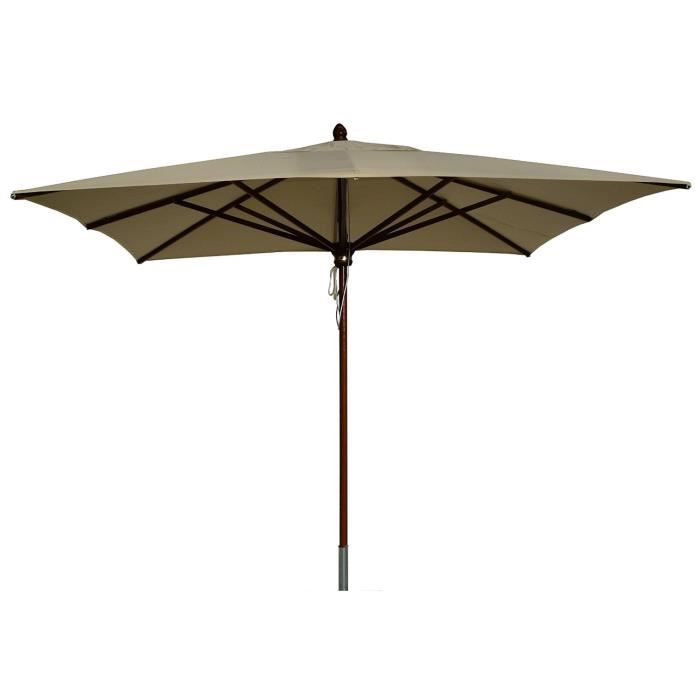 Parasol carré centré coloris ecru, H 280cm x D 300 X 300-8 baleines