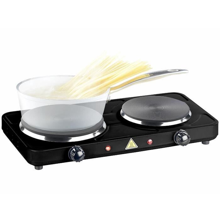 Double plaque de cuisson compacte 2500 W / Ø 15,5 et 18,5 cm